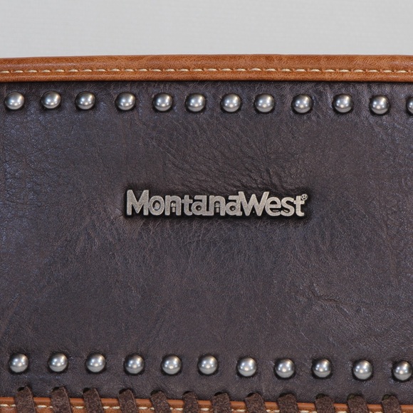 Montana West Concealed Carry Brown Aztek Western Tooled Leather Purse NWT - Picture 4 of 9